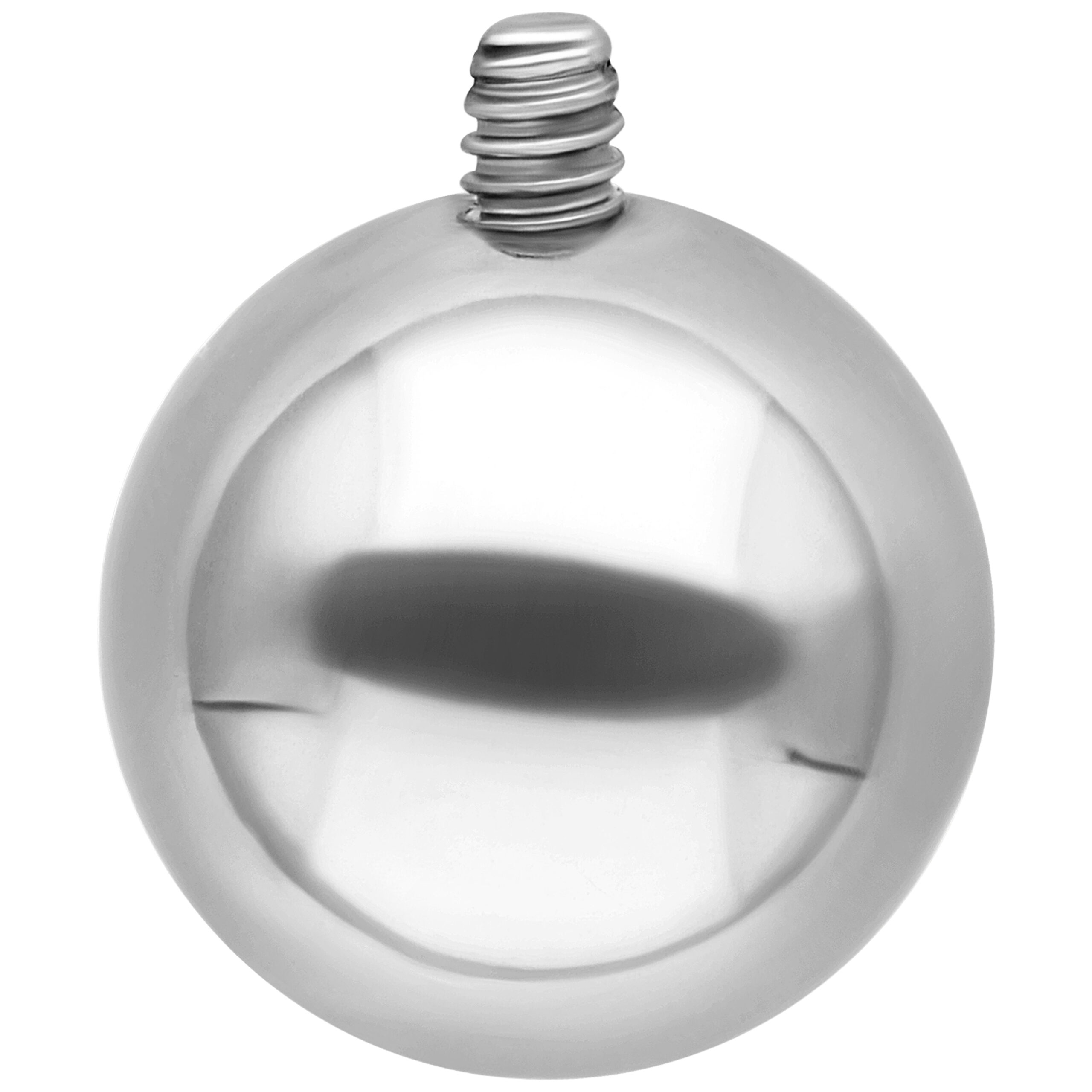 Anello piercing argento con sfera a vite da 10 mm su sfondo bianco