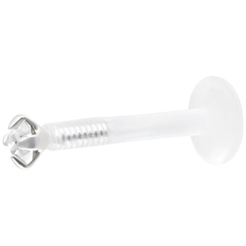 Labret in cristallo chiaro con Push Fit su sfondo bianco