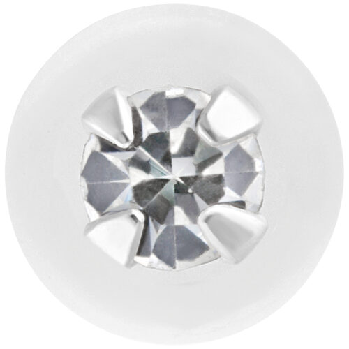 Push-Fit Mini Labret in cristallo chiaro con cristallo argento su sfondo bianco