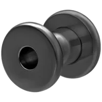 Flesh Tunnel nero in acciaio chirurgico 316L su sfondo bianco