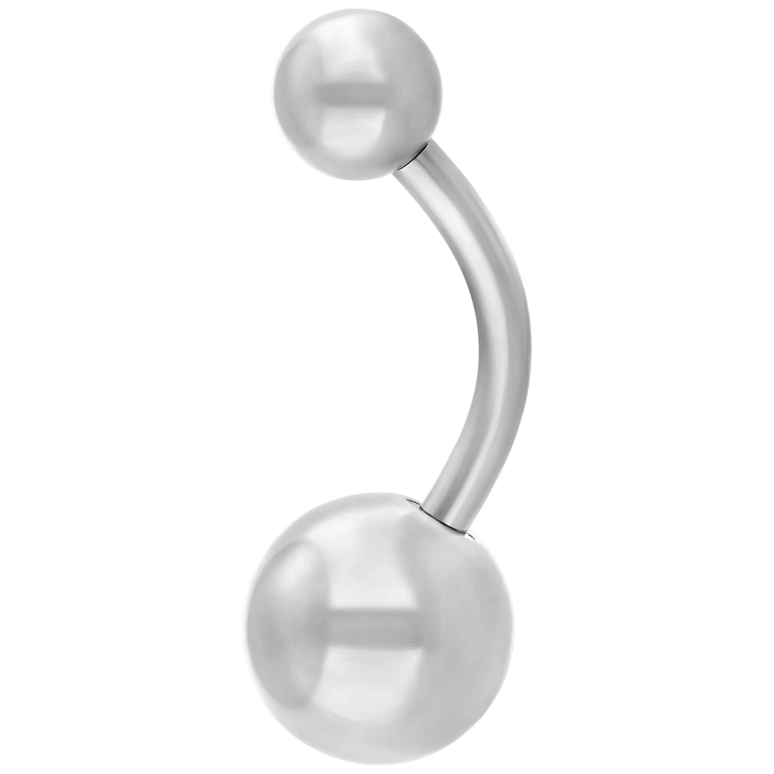 Bananabell all'ombelico argentato in acciaio chirurgico su sfondo bianco