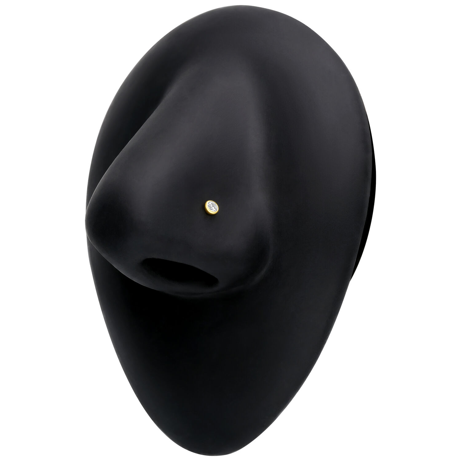 Nasenstecker in oro 18k con punta cristallina Elegante nasenstecker in oro 18k con pietra cristallina su sfondo nero