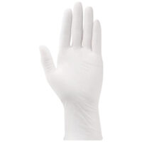 Guanto monouso bianco della collezione Unigloves su sfondo bianco