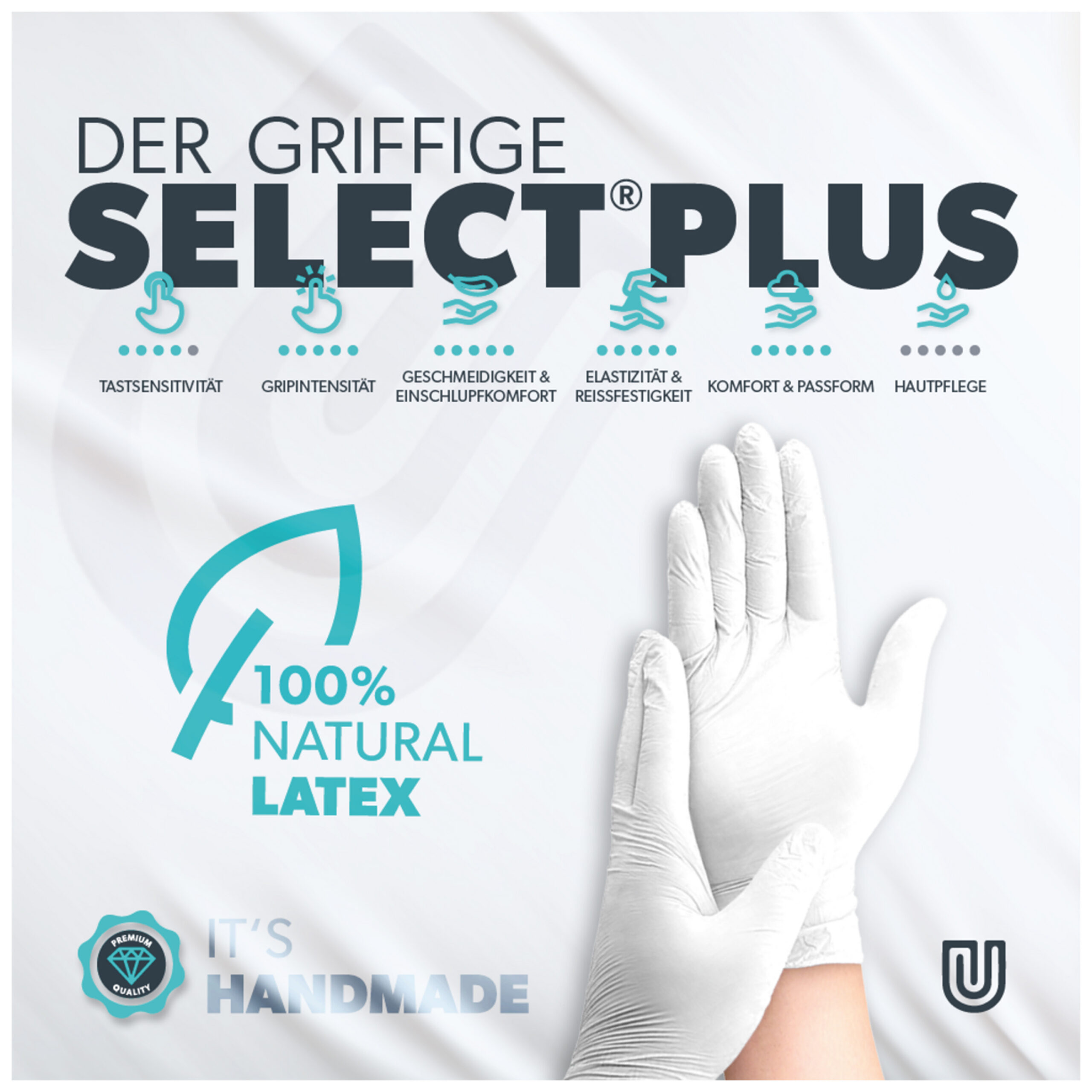 Guanti unisex in lattice bianchi di Wildcat su sfondo grigio