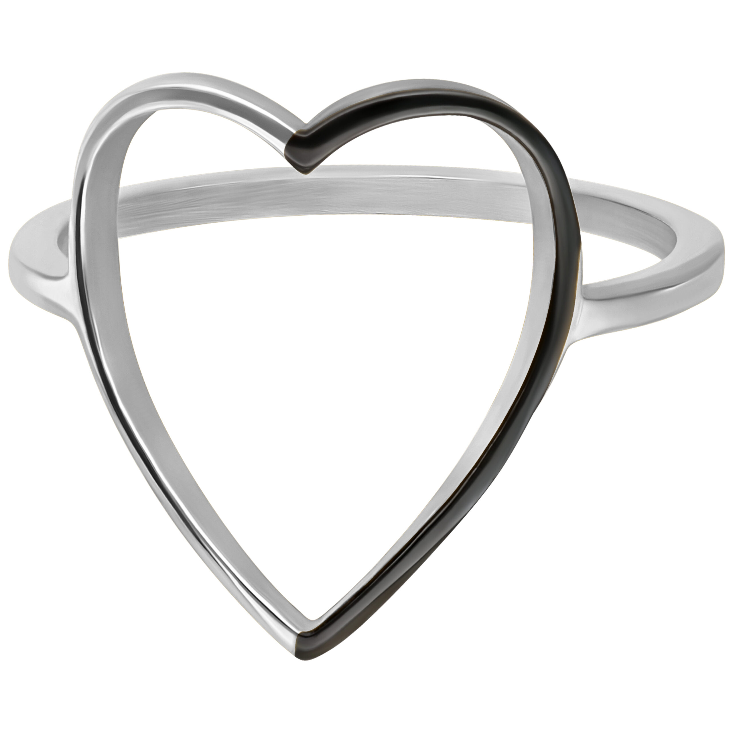Anello cuore argento di 17,0 mm su sfondo bianco