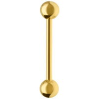 Brillante bilanciere in oro 18K, lunghezza 14,0 mm, su sfondo bianco