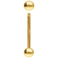 Barbell dorata 18K con 14,0 mm di lunghezza e filettatura esterna su sfondo bianco