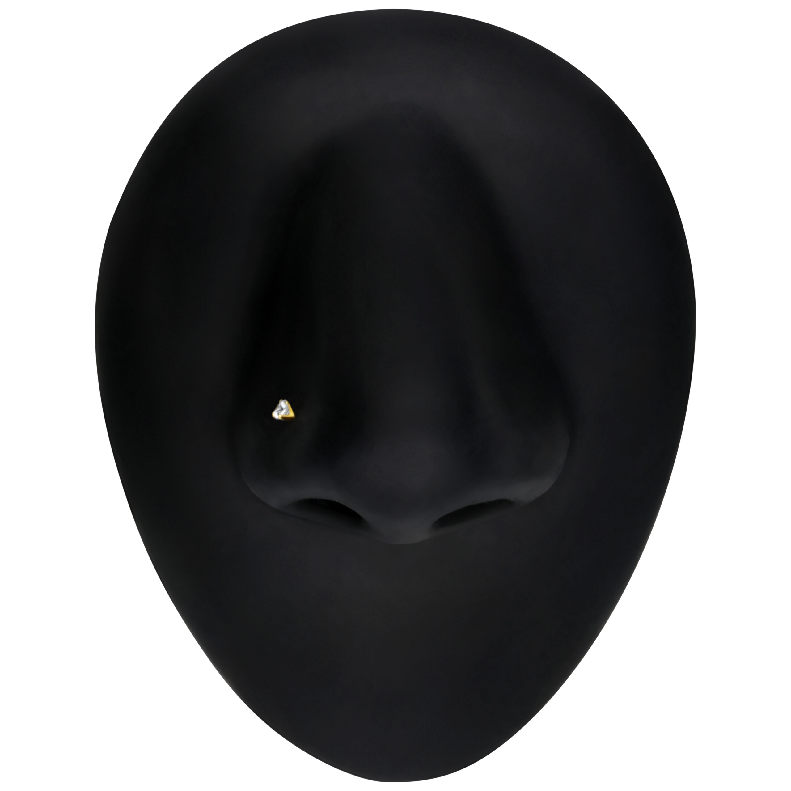 Piercing al naso in oro 18K con cristallo di zirconia chiaro su sfondo nero