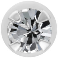 Micro Labret in argento con cristallo chiaro su sfondo bianco