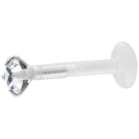 Micro Labret in argento con pietra cristallina su sfondo bianco