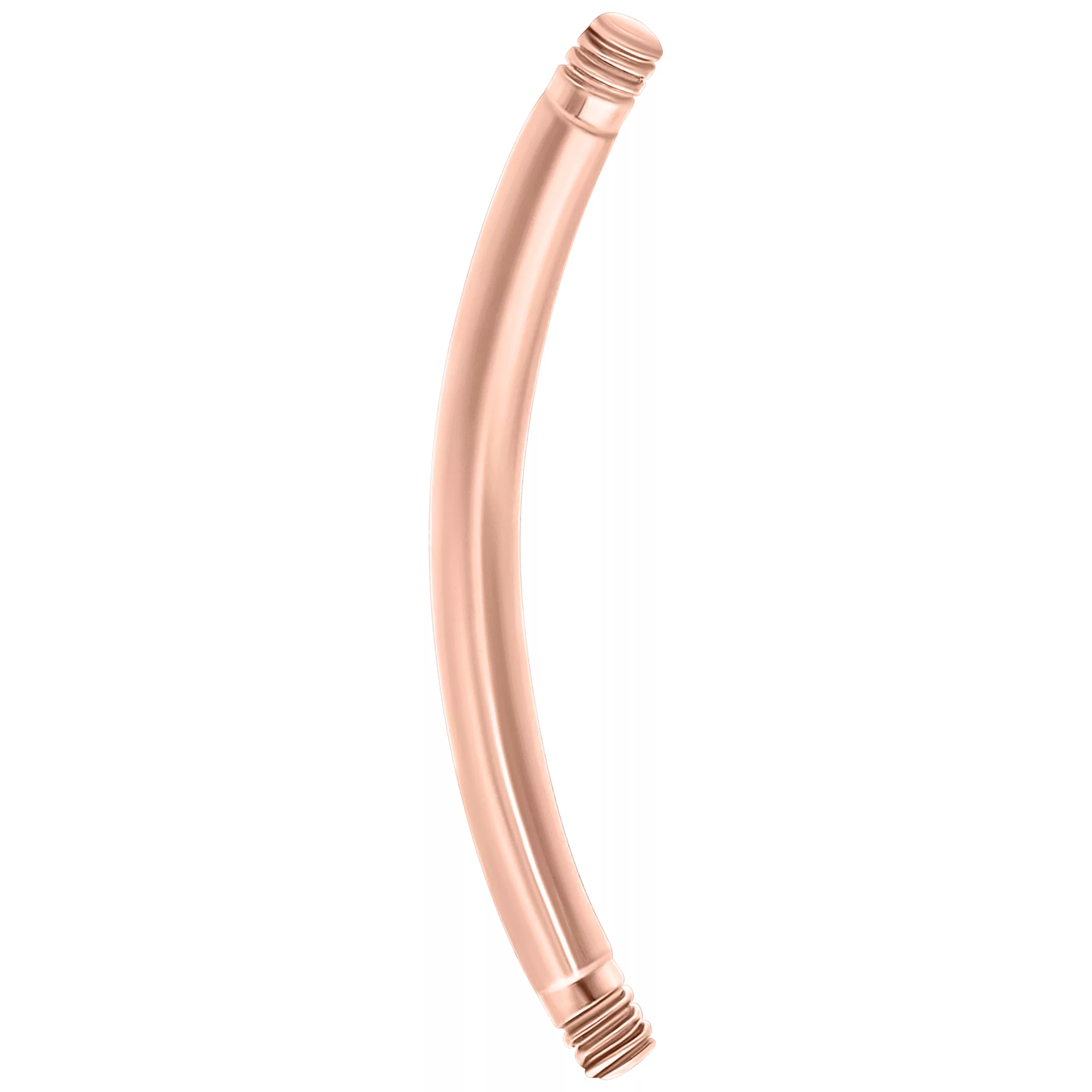 Barra piercing curva in titanio oro rosa su sfondo bianco