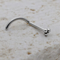 Piercing nasale Tribus in acciaio chirurgico argento Piercing nasale in acciaio chirurgico argento su pietra chiara