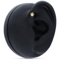 Punta per piercing in oro 14K con cristallo Punta per piercing in oro 14K con cristallo chiaro su modello di orecchio nero