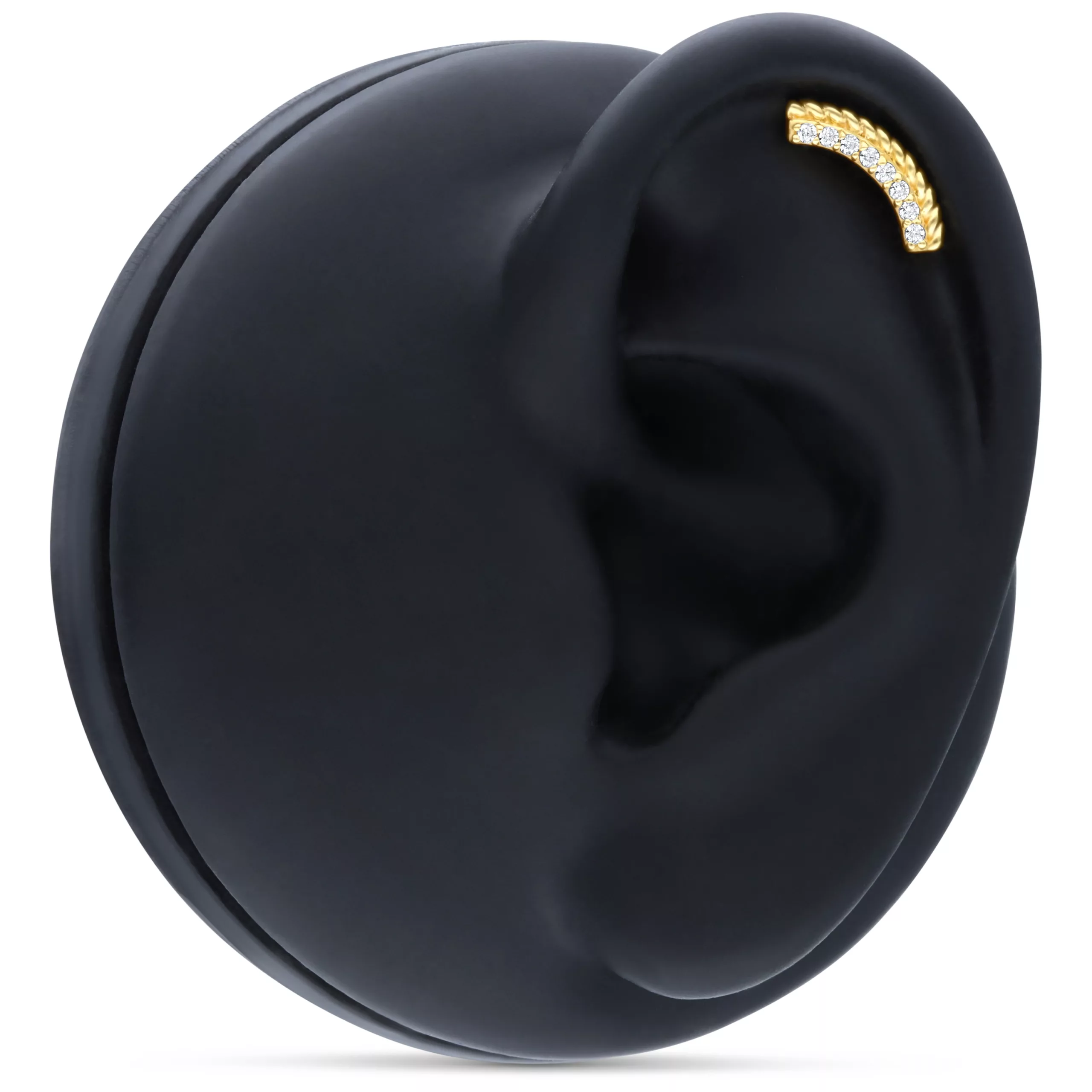 Cristallo in Oro 14K per Piercing all'Orecchio Accessorio in oro 585 con cristalli su modello di orecchio nero