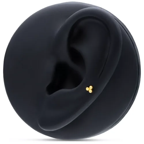 Attacco Trinity dorato in Helix su modello di orecchio nero