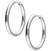 Due lucenti cerchi in argento su sfondo bianco