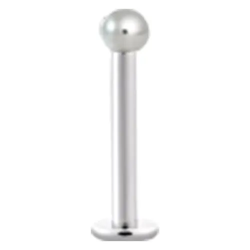 Labret in titanio argento con filettatura interna, spessore 1,2 mm, lunghezza 9,0 mm, sfera 2,5 mm