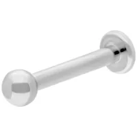 Labret in titanio argento con filettatura interna su sfondo bianco