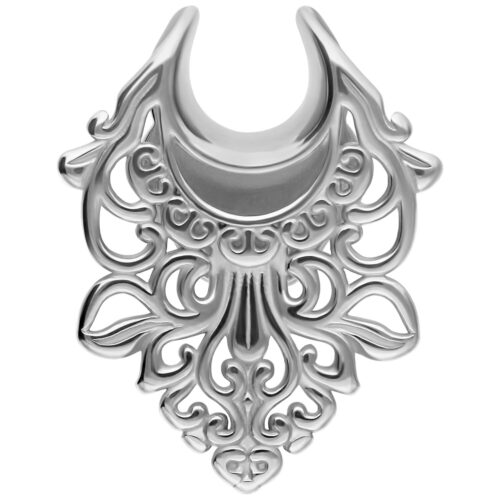 Orecchino in stile barocco argento, dimensione 12 mm, su sfondo bianco