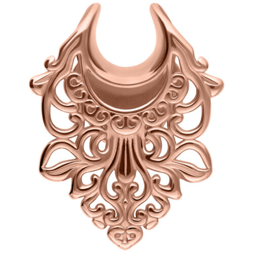 Filigrana barocca Ear Saddle in oro rosa con dimensione di 8,0 mm su sfondo bianco