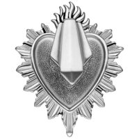 Orecchini Sacred Heart in argento in acciaio chirurgico su sfondo bianco