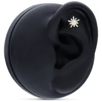 14K Gold Stella con Cristallo Stella dorata con cristallo chiaro su modello di orecchio nero