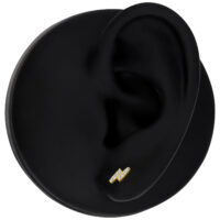 14K Gold Cristallo Attachment per Piercing all'Orecchio Attacco in oro 14K con cristalli chiari su modello di orecchio nero