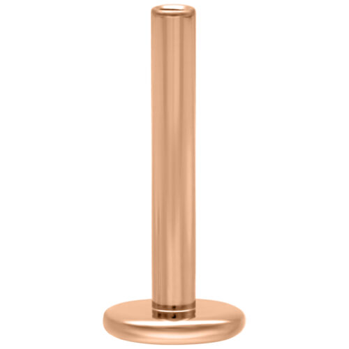 Labret in titanio oro rosa Push Fit, spessore 1,2 mm, lunghezza 8,0 mm su sfondo bianco