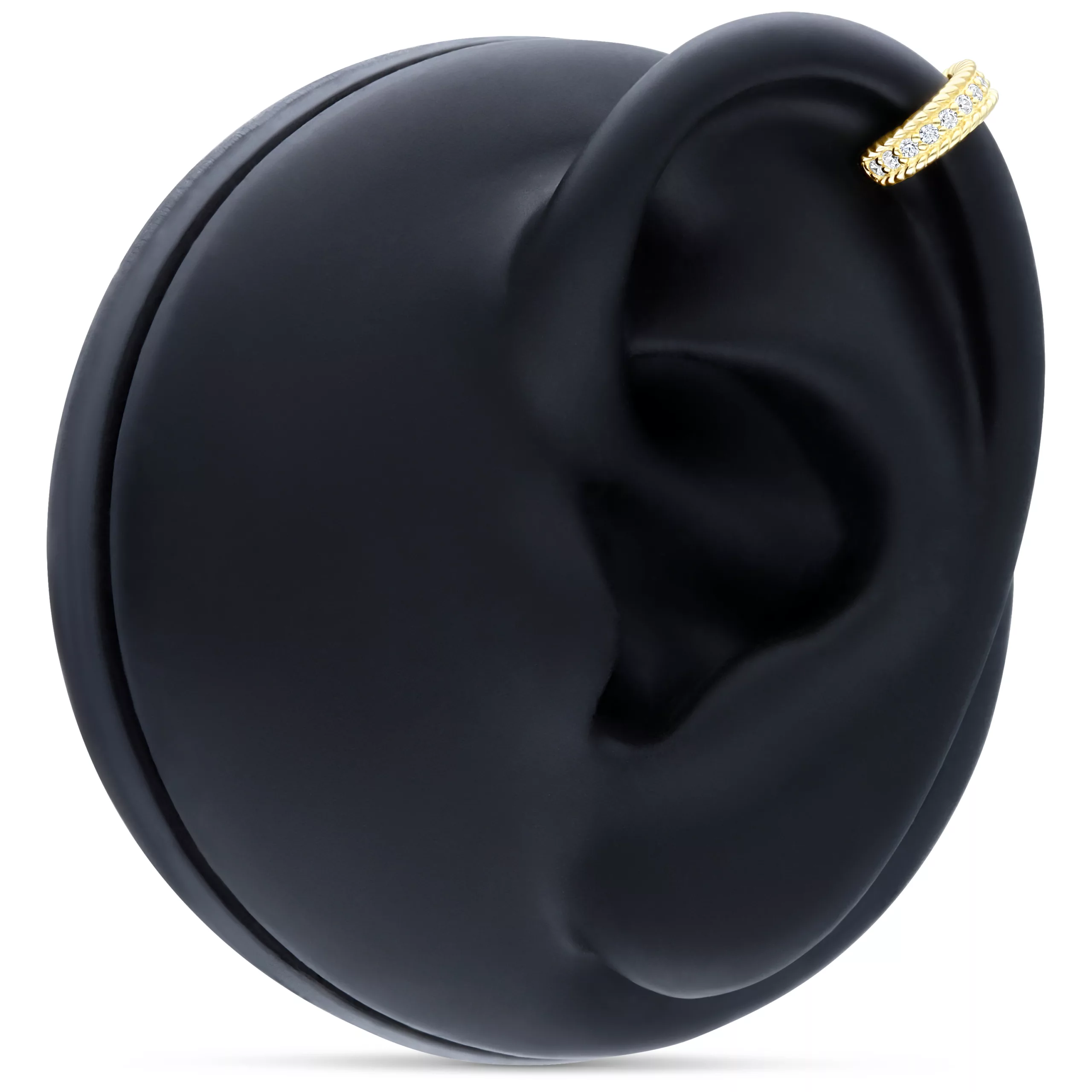 Anello incernierato in oro 14K con cristalli su un orecchio modello nero