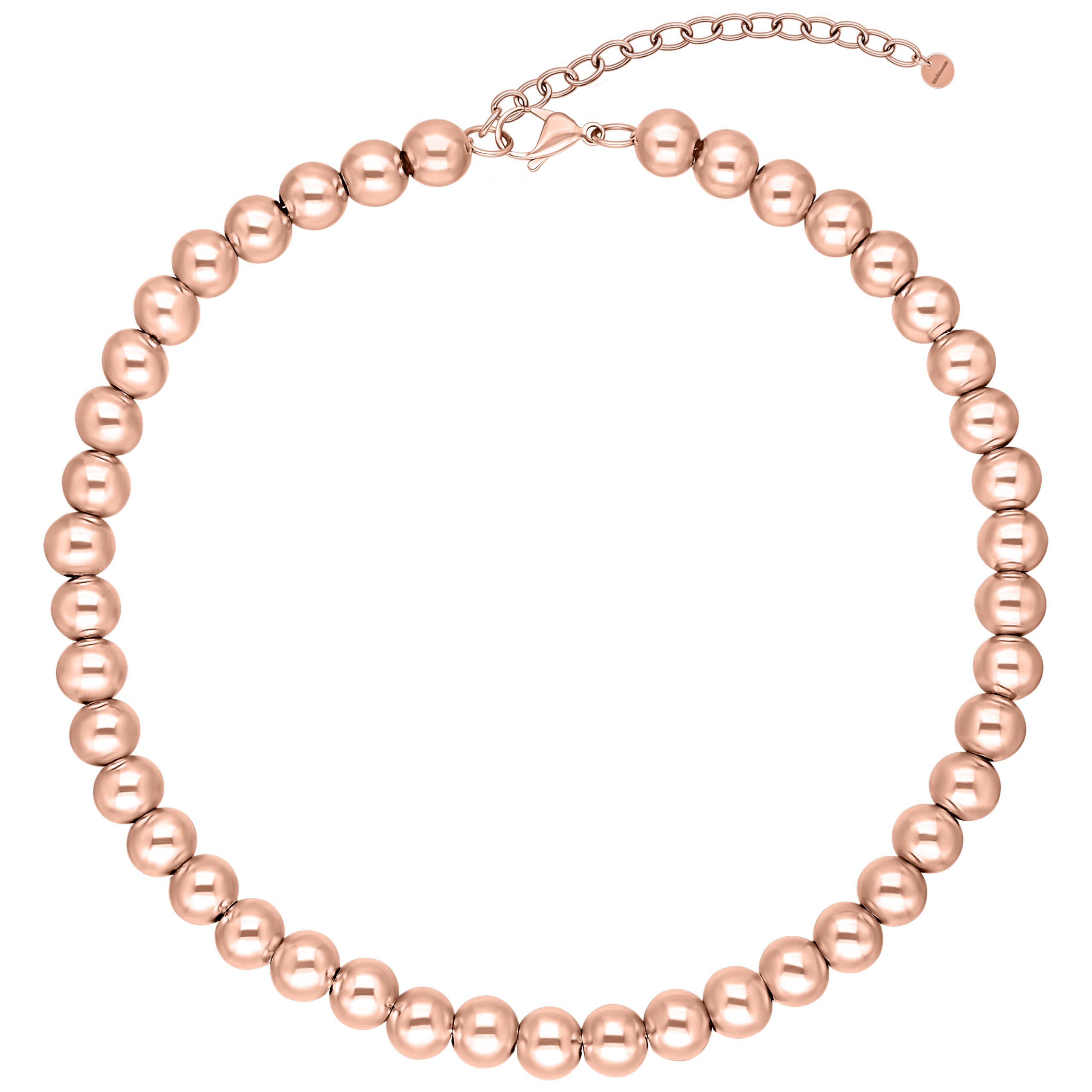 Collana Bubble in oro rosa in acciaio chirurgico 316L su sfondo bianco