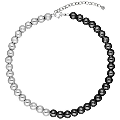 Collana Bubble in argento e nero in acciaio chirurgico 316L su sfondo bianco