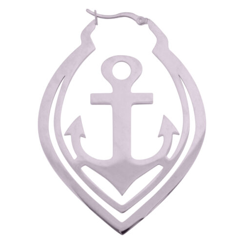 Orecchino àncora lucido in acciaio chirurgico oro rosa su sfondo bianco