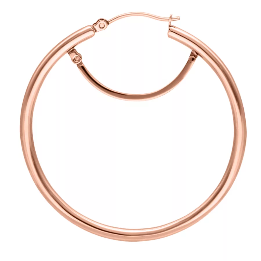 Splendente creola in oro rosa in acciaio chirurgico con chiusura a scatto