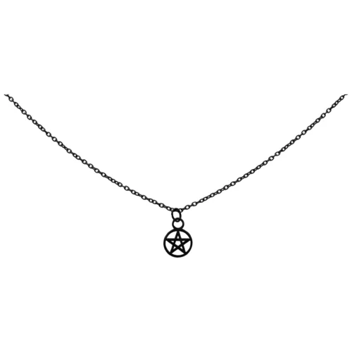Collana nera con ciondolo a pentagramma su sfondo bianco