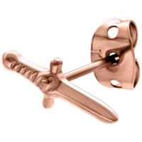 Orecchino a spada lucido in oro rosa su sfondo bianco