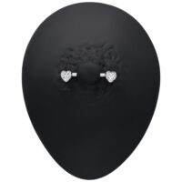 Barbell a cuore argentato con cristalli chiari su sfondo nero