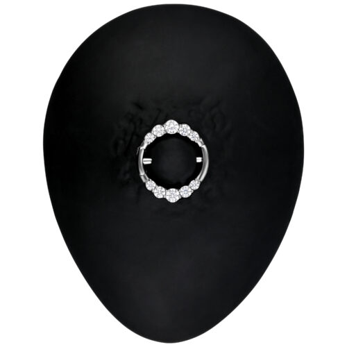 Clicker per capezzolo in argento con doppi cristalli su sfondo nero