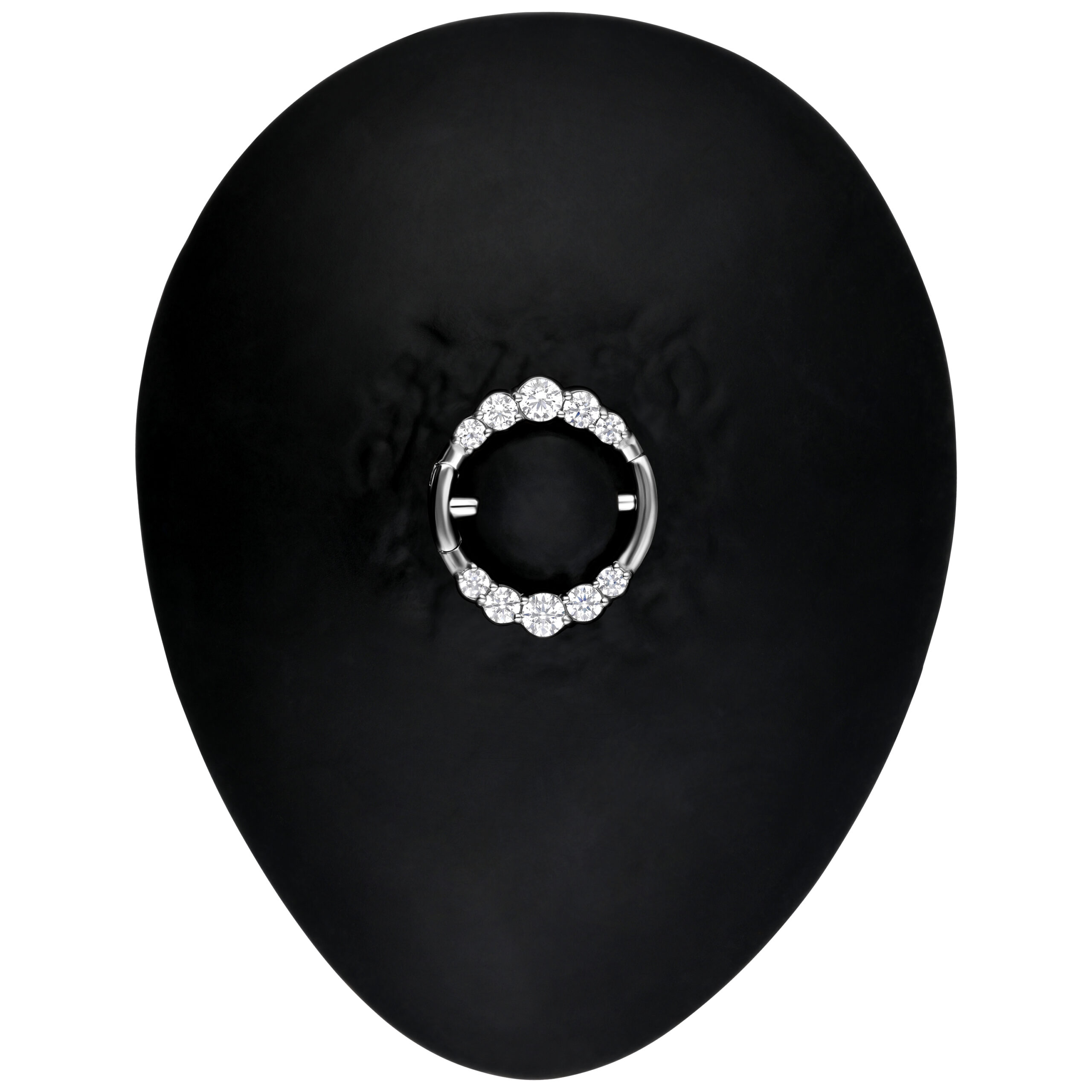 Clicker per capezzolo in argento con doppi cristalli su sfondo nero