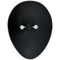 Barbell per capezzolo in titanio argento con pietre cristalline su sfondo nero