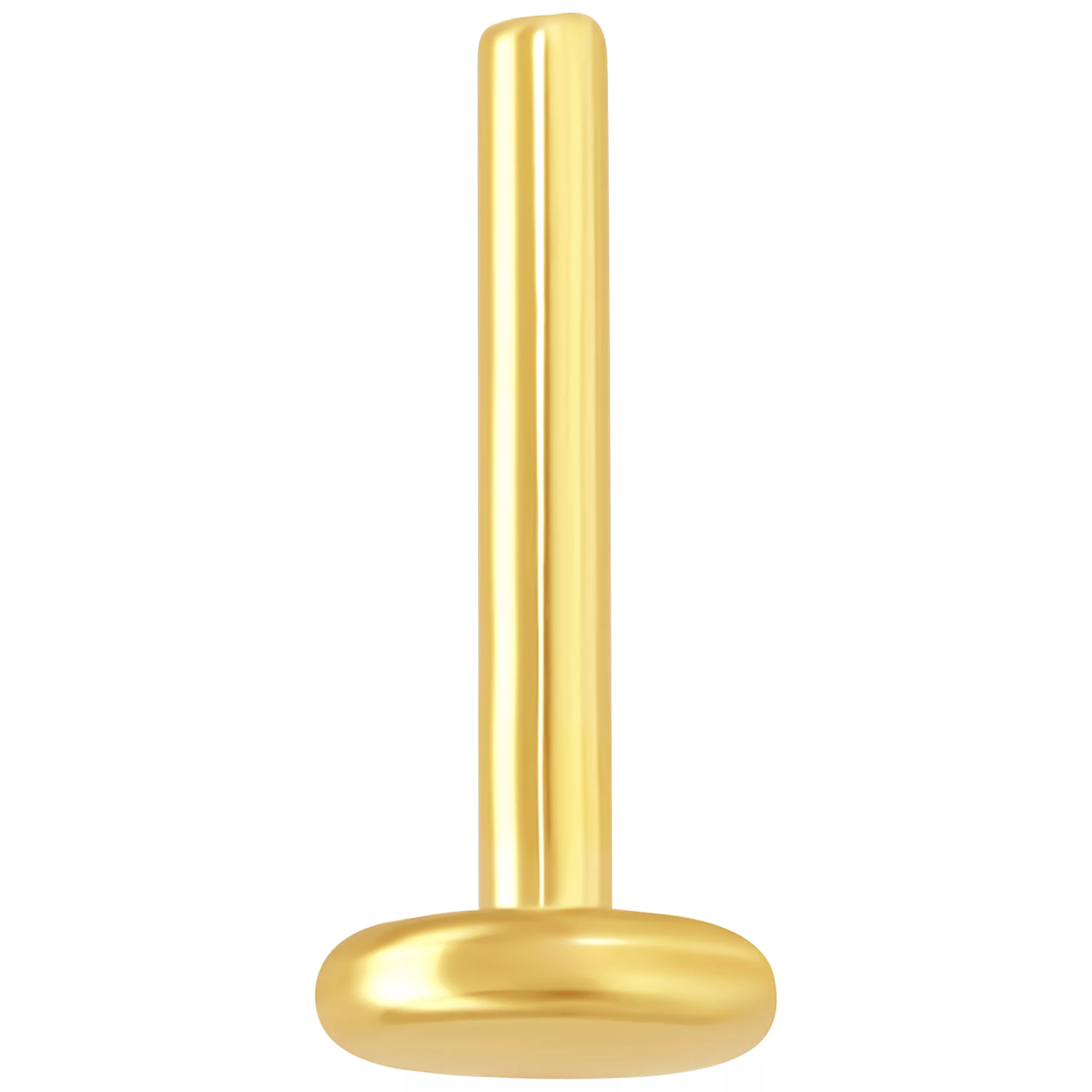 Labret Stud in oro con filettatura interna su sfondo bianco