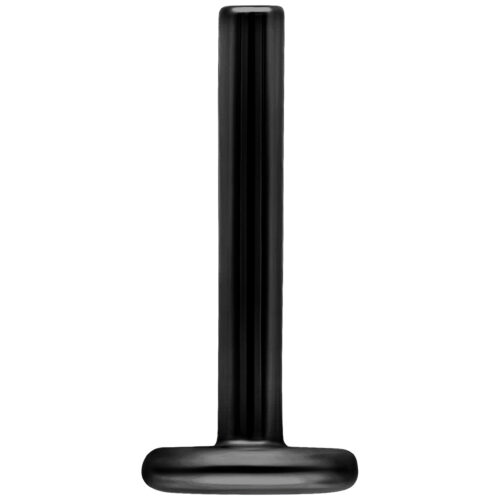 Labret in titanio nero con spessore di 1,2 mm e lunghezza di 5,0 mm su sfondo bianco