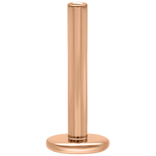 Barra labret in titanio rosé, 1,2 mm di spessore, 6 mm di lunghezza su sfondo bianco