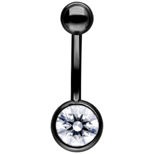 Banana Bell nero con cristallo chiaro, lunghezza 12mm, su sfondo bianco