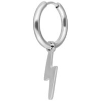 Orecchino in argento con ciondolo a forma di fulmine su sfondo bianco