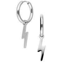 Orecchini argento con ciondolo a fulmine su sfondo bianco