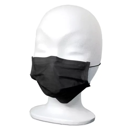 Maschera nera su un manichino bianco in studio
