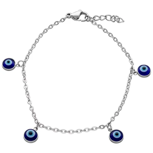 Braccialetto in argento con ciondoli Nazar su sfondo bianco