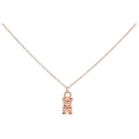 Collana oro rosa con ciondolo a forma di orsetto su sfondo bianco