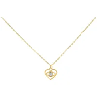 Collana dorata con ciondolo a forma di cuore e cristallo trasparente