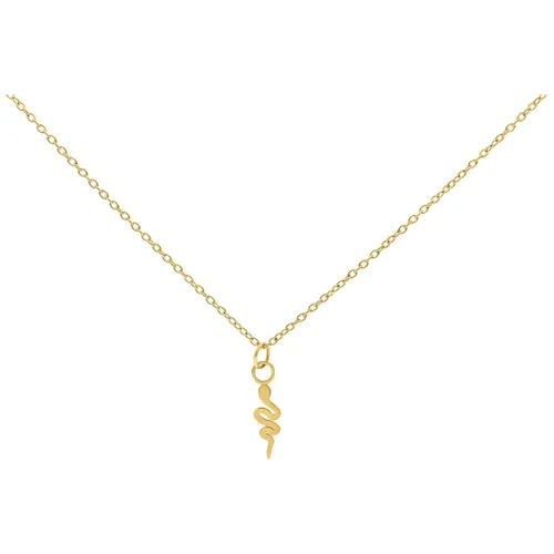 Collana dorata con ciondolo a forma di serpente su sfondo bianco